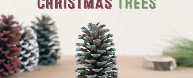 painting pine cone Christmas tree headline with pine cones