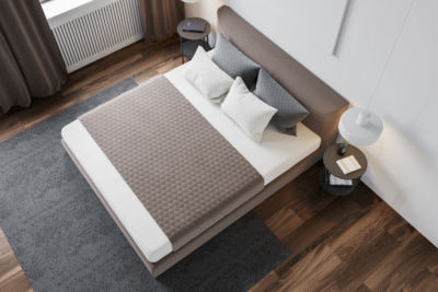 top view square footage white walls bedroom