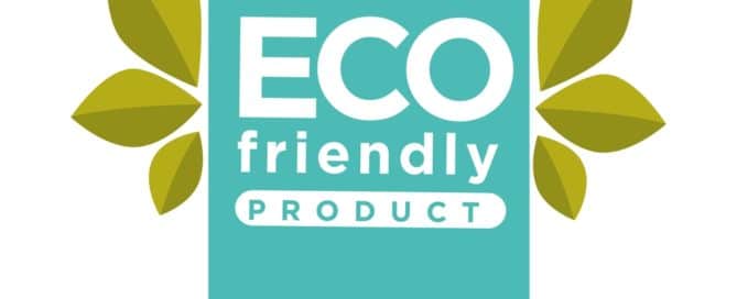 Eco friendly product vector label or isolated icon